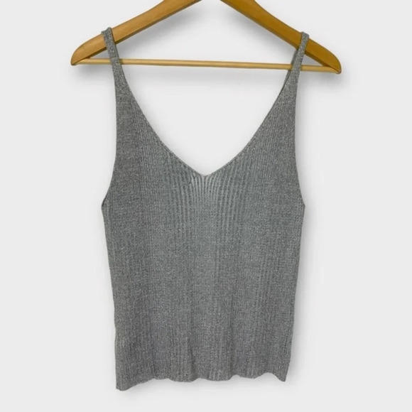 Forever 21 Metallic Silver Knit Tank Crop  Top - Picture 4 of 6